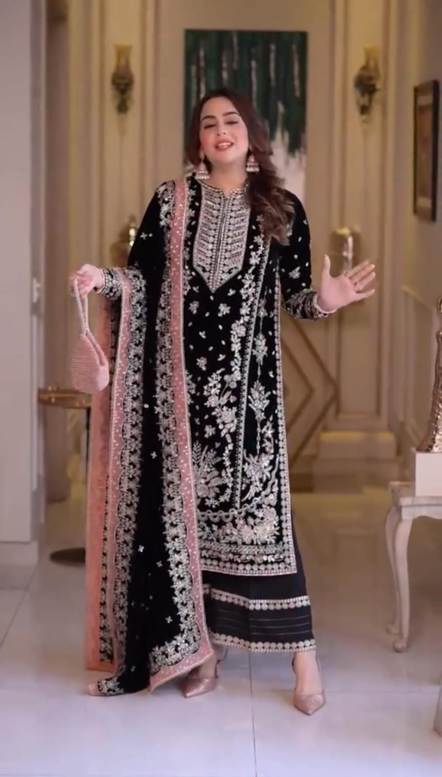 Aneela's Embroided velvet 3 Piece Article Unstiched