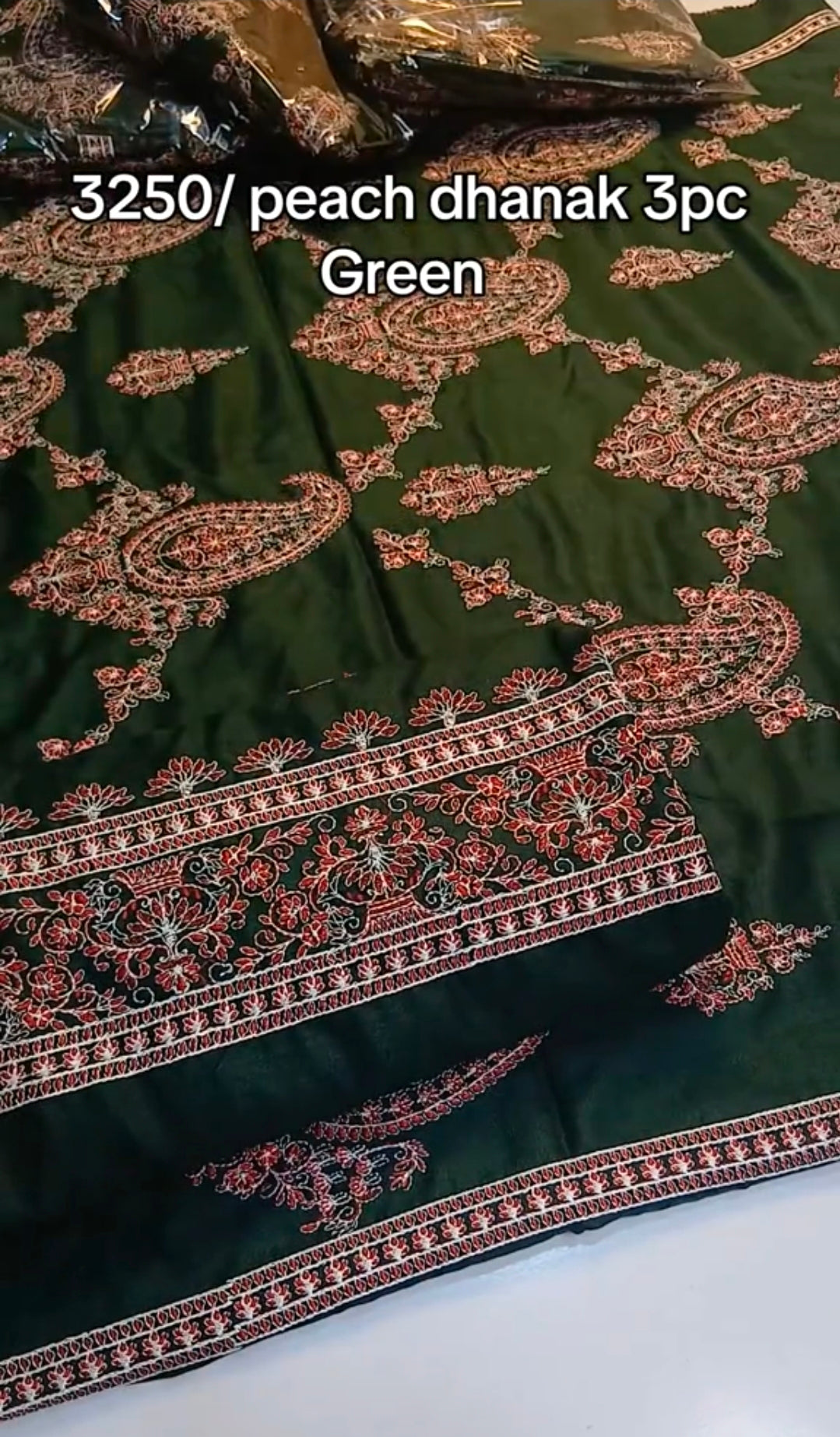 Peach Dhanak 3 Piece (Green Color)