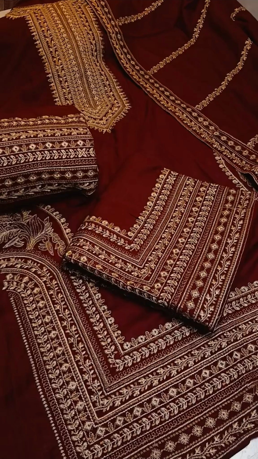 Peach Dhanak 3 Piece Unstitched (Mehroon)