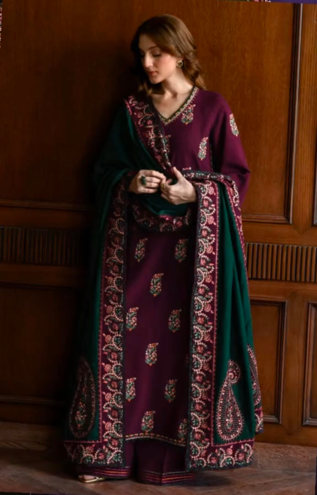 Batik Peach Dhanak 3-Piece Unstitched