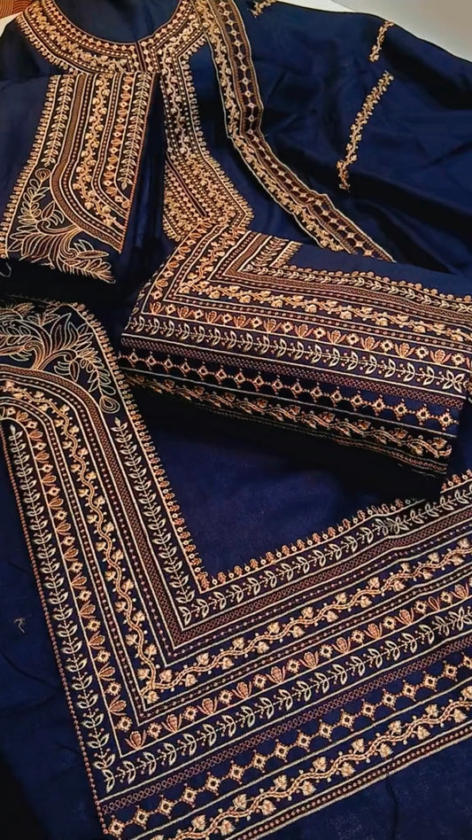 Peach Dhanak 3 Piece (Unstitched)