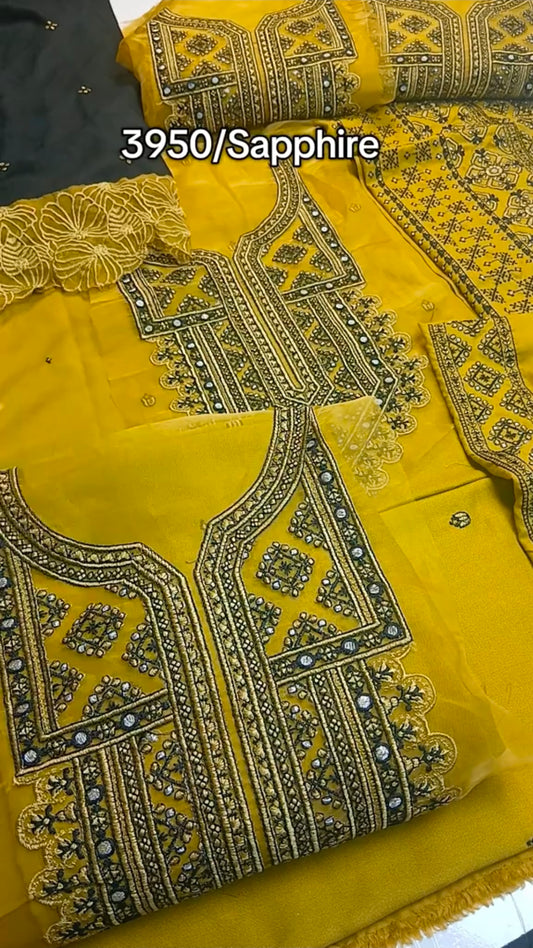 Sapphire Dhanak 3 Piece Winter Dress (Unstitched)