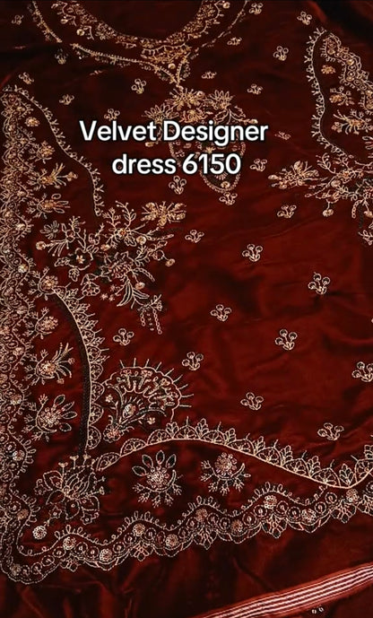 Velvet Designer Dress 3 Piece Original Micro 9000 (Unstitched)