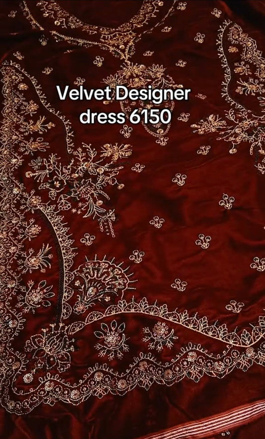 Velvet Designer Dress 3 Piece Original Micro 9000 (Unstitched)