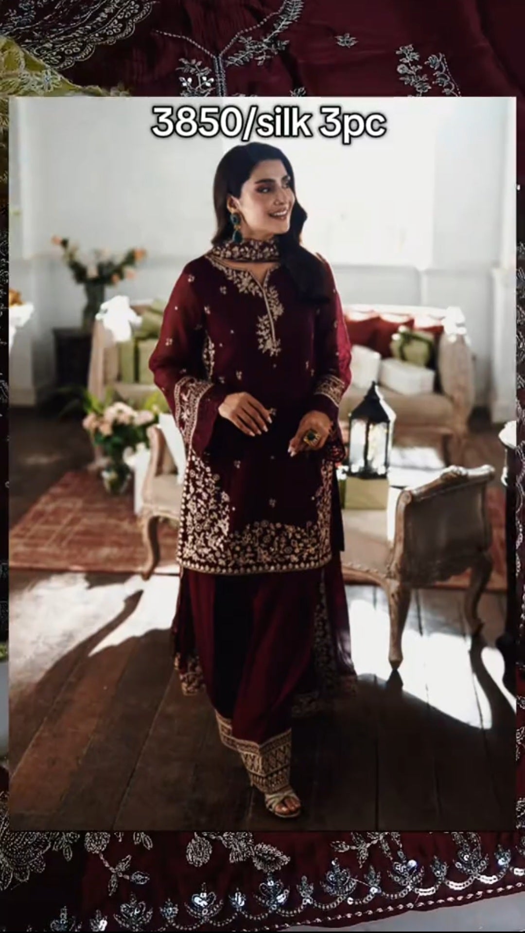 Shrenz Silk 3 Piece Article (Unstitched)