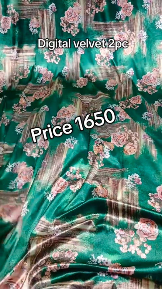 Digital Velvet 2 Piece Winter Dress (Unstitched)