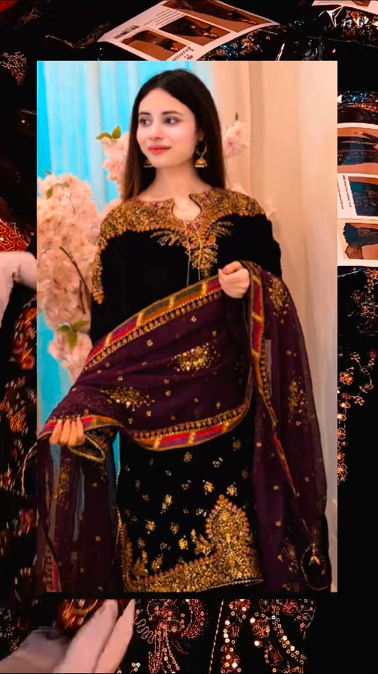 Jazmin Luxury Velvet Micro 9000 3 Piece (Unstitched)