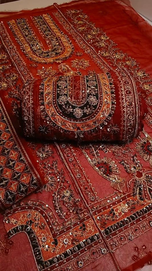 Luxury Hand Made Article Party Wear (Unstitched)