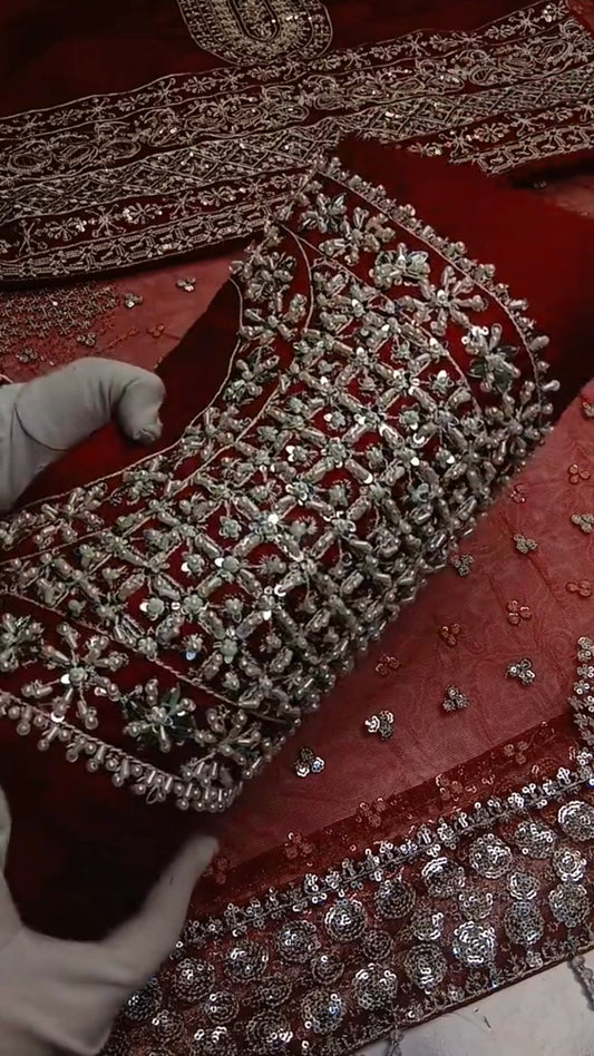 Luxury Hand Made Article Kataan Silk Party Wear (Unstitched)