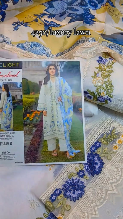 Luxury Lime Light Lawn Collection 3 Piece (Unstitched)