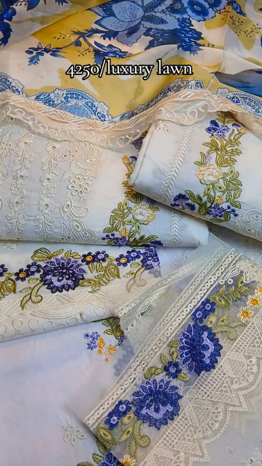 Luxury Lime Light Lawn Collection 3 Piece (Unstitched)