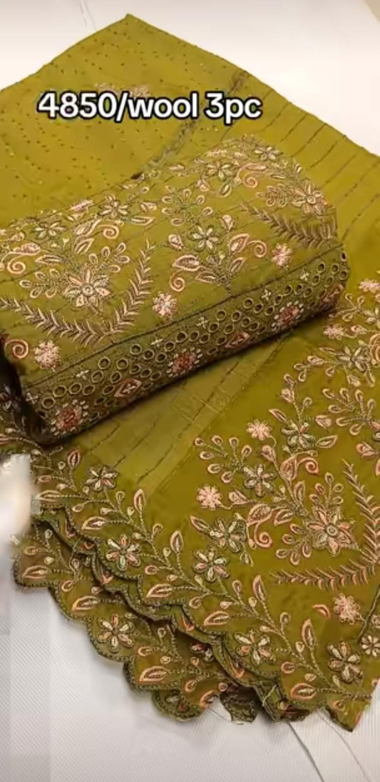 Peach Wool Dhanak 3-Piece Suit – Casual & Stylish