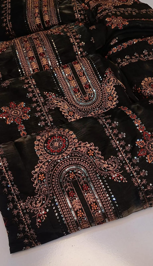 Sheesha Silk Black Luxury Dress – Premium Party Wear