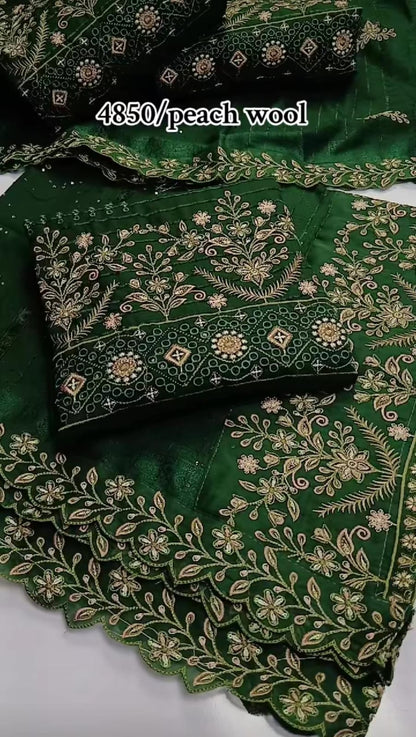 Peach Wool Dhanak 3-Piece Suit – Casual & Stylish