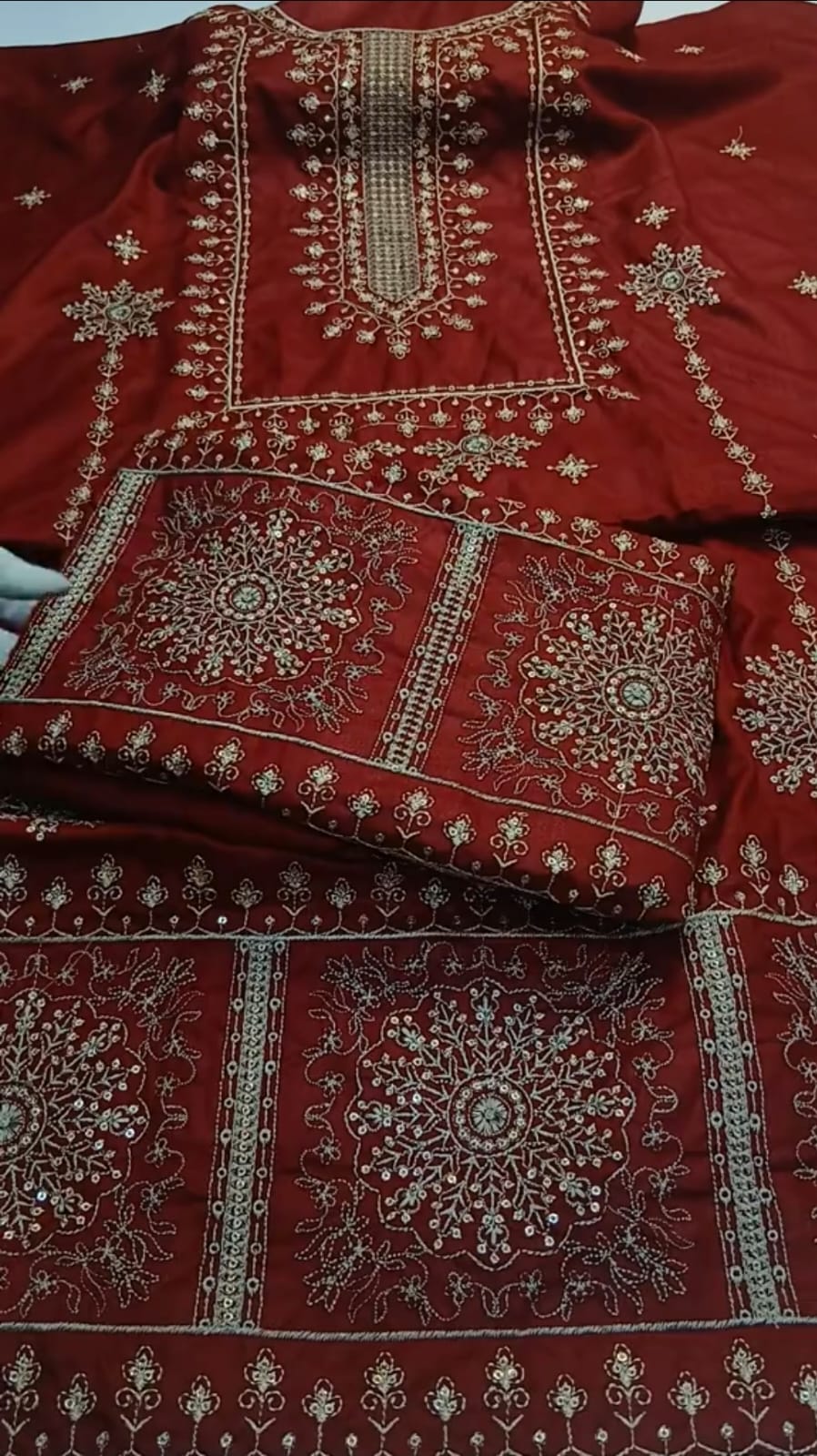 Dhanak 2-Piece Winter Dress Mehroon