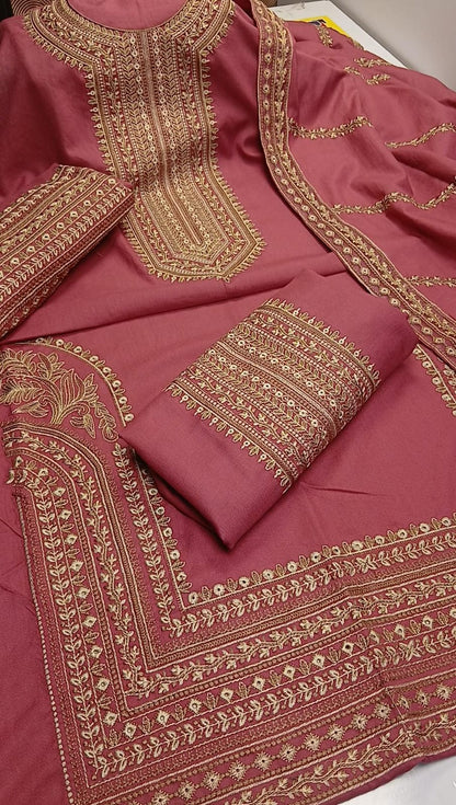 Peach Dhanak 3 Piece