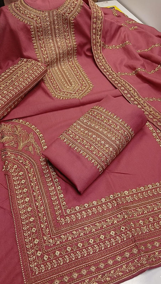 Peach Dhanak 3 Piece