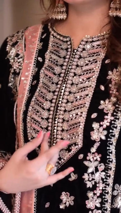 Aneela's Embroided velvet 3 Piece Article Unstiched