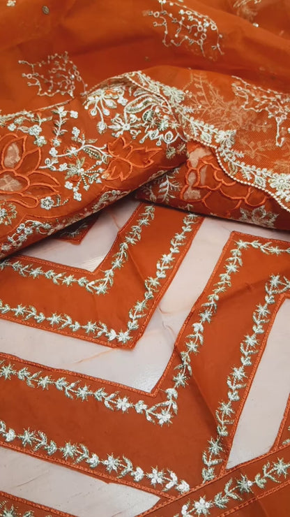 Maria.B 3pc Lawn Applic Saleevs (Unstitched) with Khaadi Net Ready Dupatta
