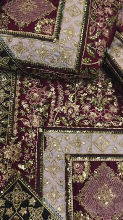 Ethnic Hit Article Luxury Applic Work Silk Kaftan 2pc Article (Unstitched)