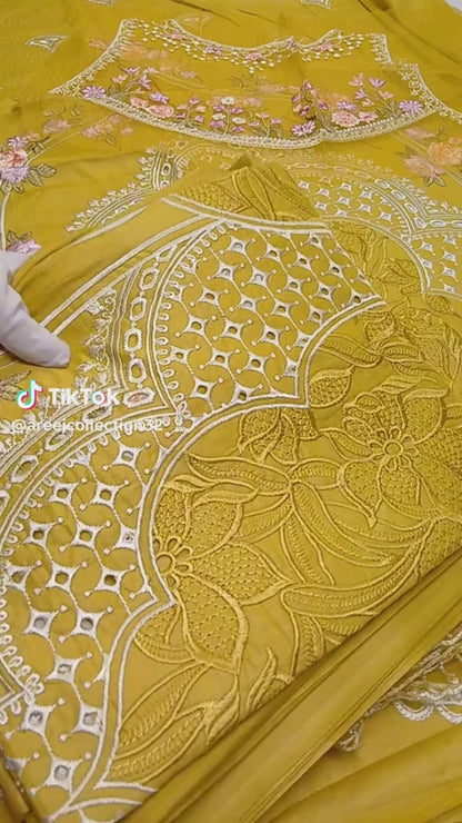 Embroidered Chikankari Lawn Suit – 3 Piece Unstitched Collection