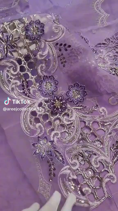 Maria.B New Article 3pc (Unstitched) with Khaadi Net Dupatta
