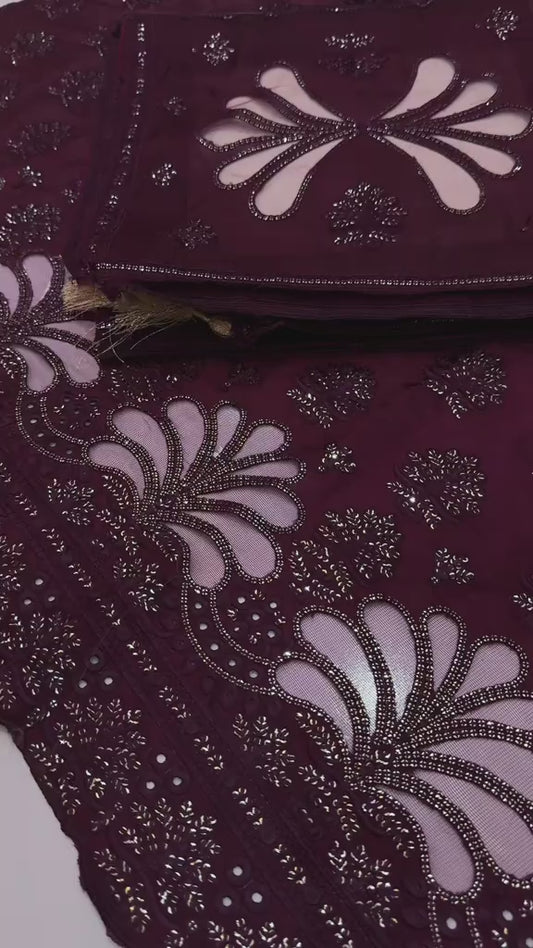 Luxury Sheesha Silk Article with Aplic Work (Unstitched) 2pc