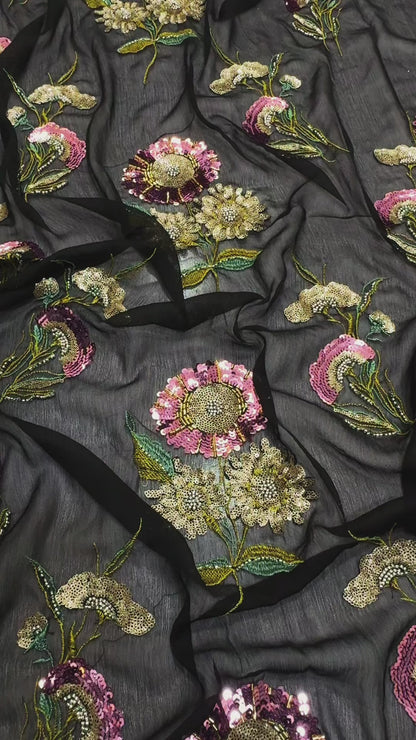 Maria.B Cutdana Article Chiffon 3pc (Unstitched)