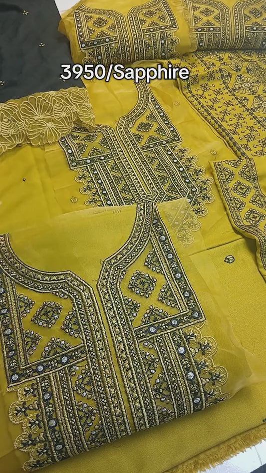 Sapphire Dhanak 3 Piece Winter Dress (Unstitched)