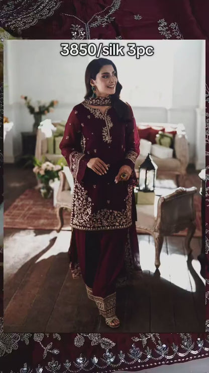 Shrenz Silk 3 Piece Article (Unstitched)