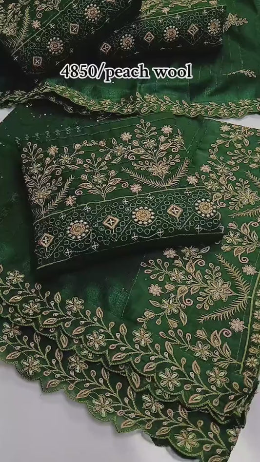 Peach Wool Dhanak 3-Piece Suit – Casual & Stylish