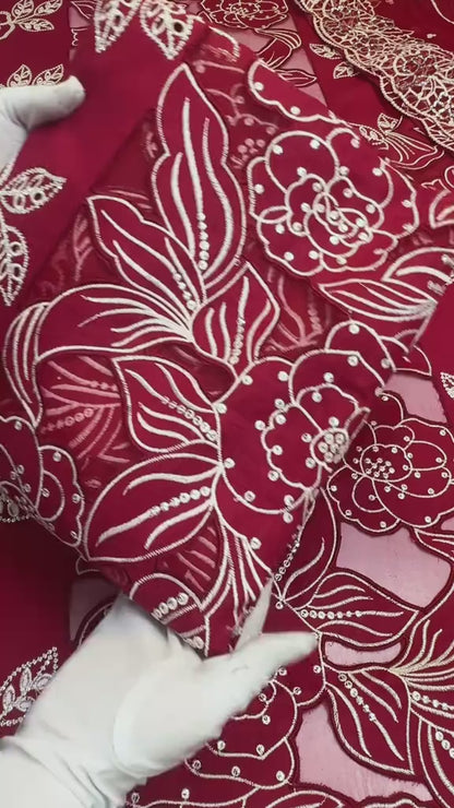 Maria.B Luxury Lawn Applic Work  3pc Article (Unstitched)
