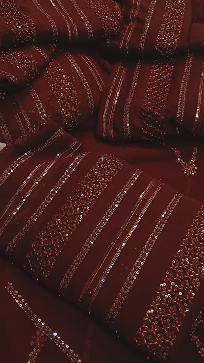 Chiffon 2-Piece Mehroon Dress – Premium Festive Wear