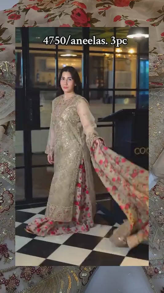 Aneela's Fancy Silk 3-Piece Party Wear Dress