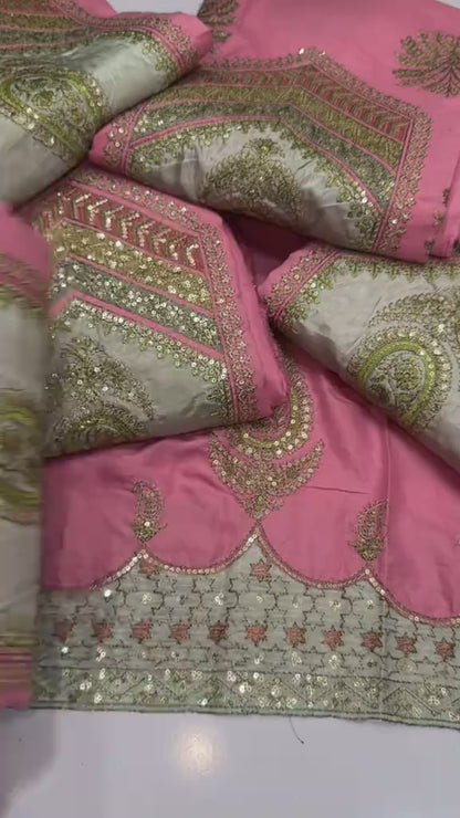 Ethnic Luxury Aplic Kiari Style Dhanak 3pc Article (Unstitched)
