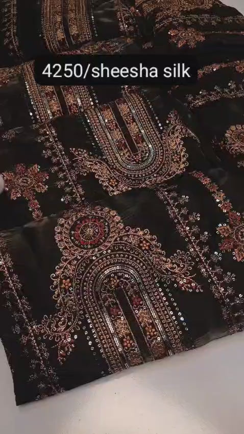 Sheesha Silk Black Luxury Dress – Premium Party Wear