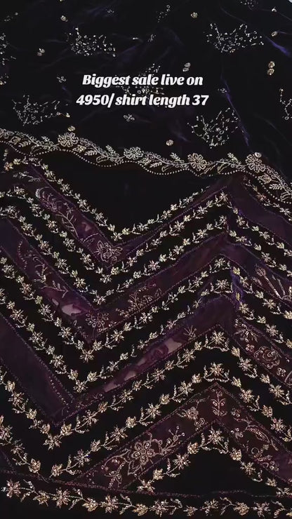 Maria B Velvet 3 Piece Premium (Unstitched) Sale offer 37 Shirt Length