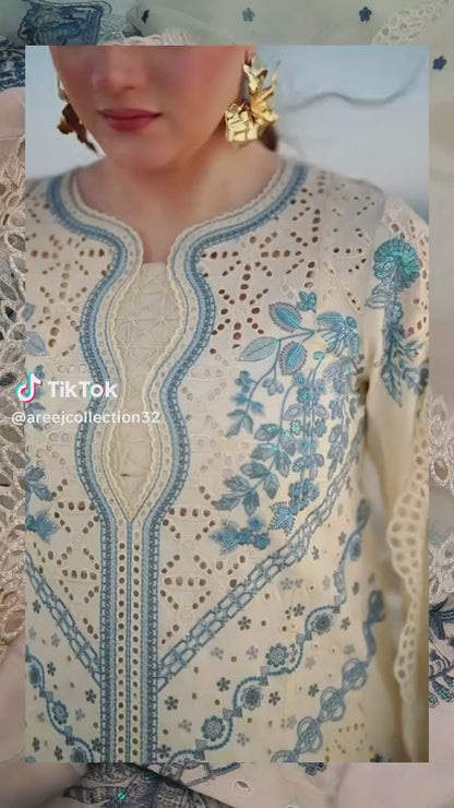 Aneelas Luxury Lawn 3pc Article (Unstitched) with Monar Ready Dupatta