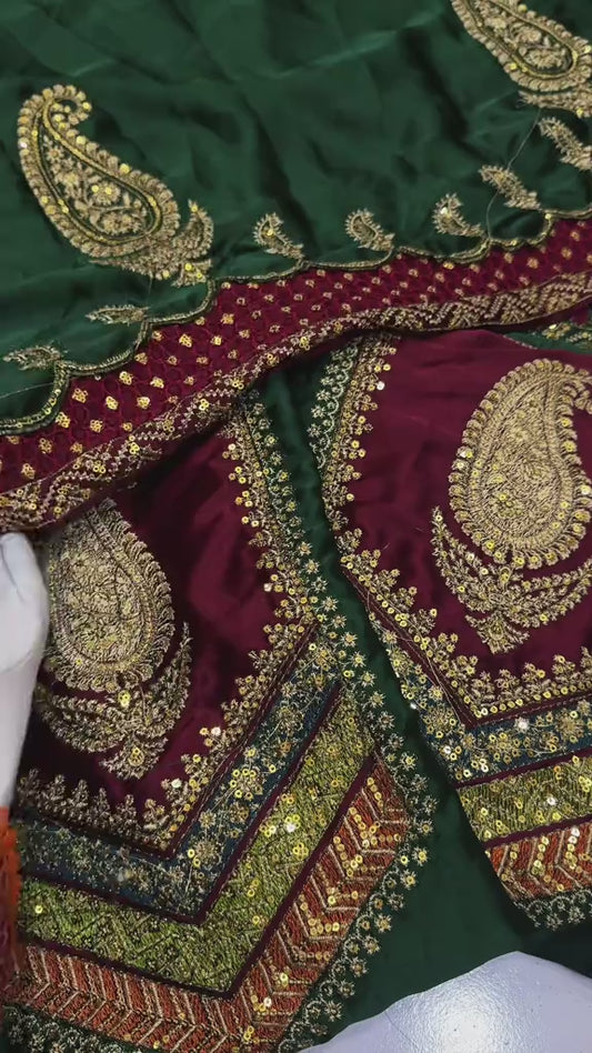 Ethnic Kiari Style Aplic Work Silk 2pc Article (Unstitched)