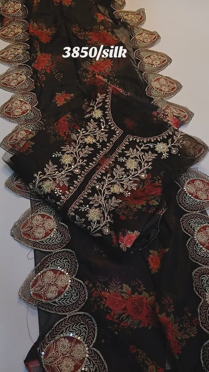 Casual Silk 3-Piece Unstitched dress