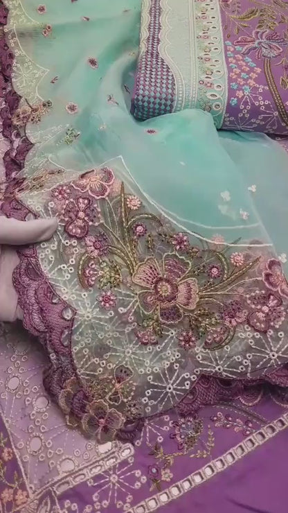 Bin ilyas Luxury Lawn with Monar ready Dupatta 3pc (Unstitched)