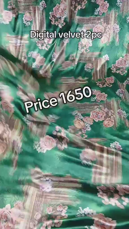 Digital Velvet 2 Piece Winter Dress (Unstitched)