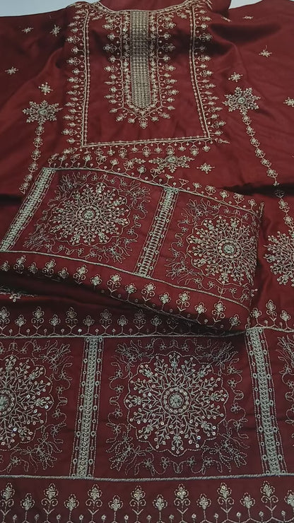 Dhanak 2-Piece Winter Dress Mehroon