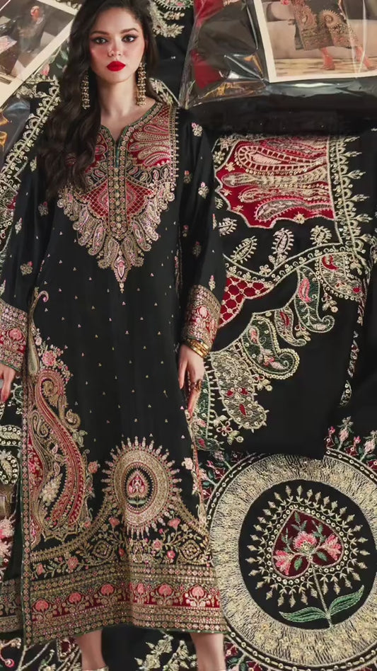 Ethnic Kaftaan Luxury Sik 3pc Article (Unstitched)