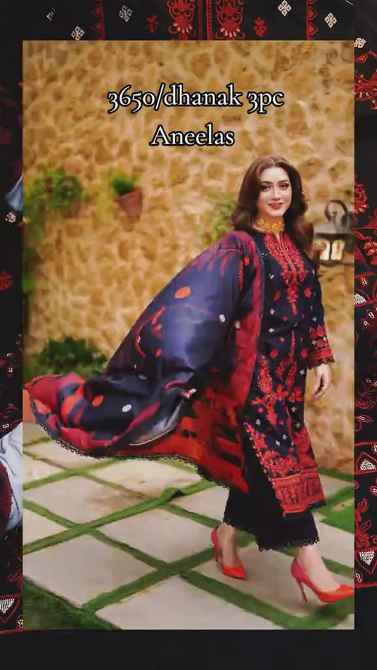 Aneela’s Dhanak 3-Piece Luxury Dress – Winter Premium Edition