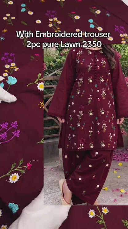 Lawn Viral Booti Work Embroided 2pc Article (Unstitched)
