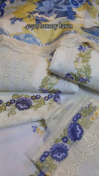 Luxury Lime Light Lawn Collection 3 Piece (Unstitched)