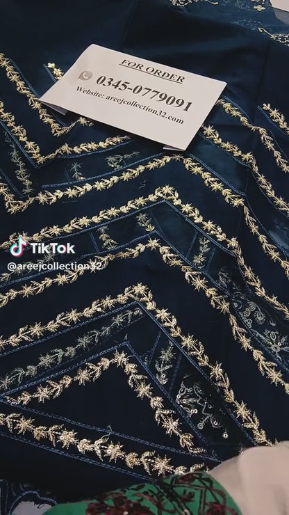 Eid Special Maria B Luxury Lawn Applic Slaves 3pc (Unstitched)