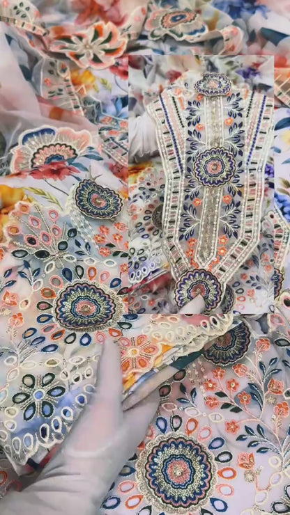 Soft Print Luxury Lawn Article 3pc (Unstitched) Multi Colors