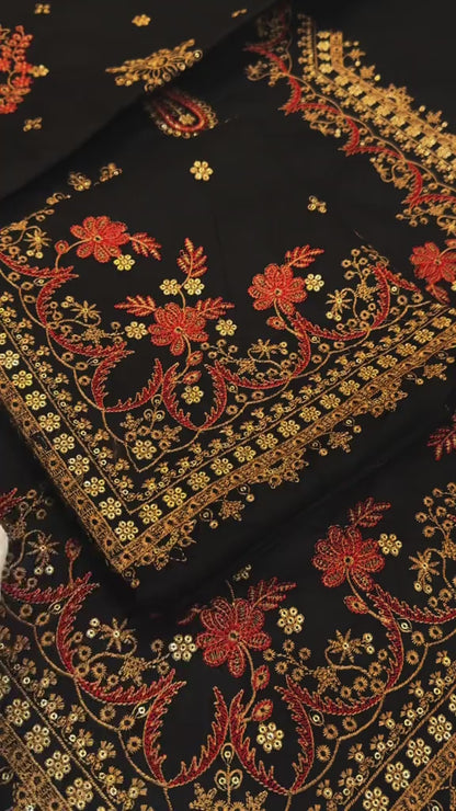 Embroided Lawn 3pc (Unstitched) with Chiffon Dupatta